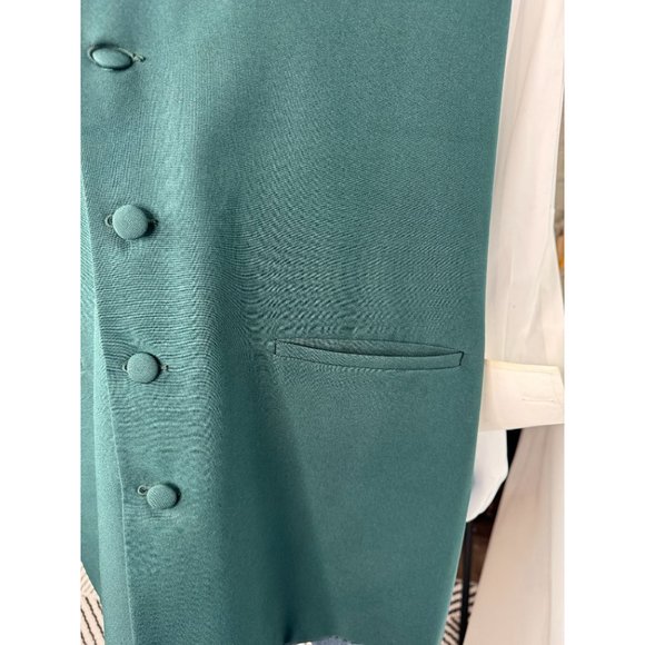 Giorgio B Tunic Vest With Collar Size 48 Green Polyester Fabric Covered Buttons - Picture 9 of 16